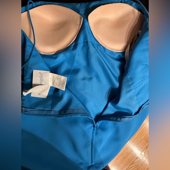 Alfred Angelo Marine Blue Sheer Baby Doll/Shift Midi Dress Sz 10 Draped … - Picture 10 of 16